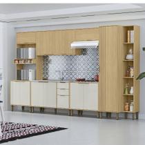 Cozinha Modulada Completa Vick 6 Peças Castanho Off White Cozinha Modulada Completa Vick 6 Peças Castanho Off White