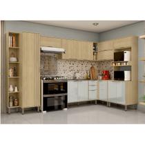 Cozinha Modulada Completa Vick 7 Peças Castanho Off White Cozinha Modulada Completa Vick 7 Peças Castanho Off White