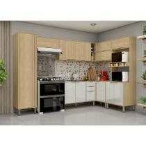 Cozinha Modulada Completa Vick 7 Peças Castanho Off White Cozinha Modulada Completa Vick 7 Peças Castanho Off White