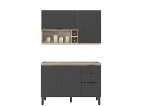 Cozinha Modulada Composição 11 Firenze 2 Peças Avena/Grafito - Demóbile Cozinha Modulada Composição 11 Firenze 2 Peças Avena/Grafito - Demóbile