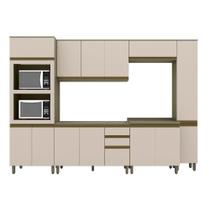 Cozinha Modulada Connect 100% MDF 14 Portas 2 Gavetas Duna Cristal 220,5x306,5x51cm