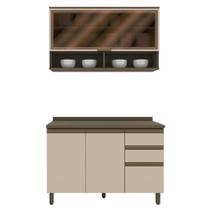 Cozinha Modulada Connect 2 Peças com Aéreo Basculante e Balcão 120cm - Móveis Henn