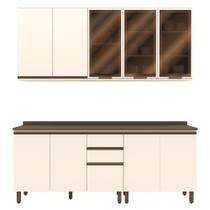 Cozinha Modulada Connect 5 Peças Aéreo 3 Portas com Vidro - Móveis Henn Cozinha Modulada Connect 5 Peças Aéreo 3 Portas com Vidro - Móveis Henn