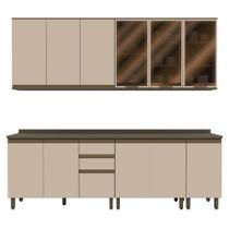 Cozinha Modulada Connect 7 Peças Aéreo 3 Portas com Vidro - Móveis Henn