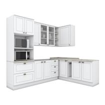 Cozinha Modulada de Canto 7 peças 11 Portas 5 Gavetas Americana Henn - Branco/Calcare Cozinha Modulada de Canto 7 peças 11 Portas 5 Gavetas Americana Henn - Branco/Calcare