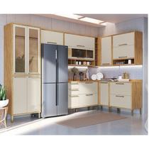 Cozinha Modulada de Canto 8 Peças 14 Portas e Vidro Reflecta 321cm 100% Mdf Vicenza Espresso Móveis Cozinha Modulada de Canto 8 Peças 14 Portas e Vidro Reflecta 321cm 100% Mdf Vicenza Espresso Móveis
