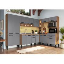 Cozinha Modulada de Canto 8 Peças Ana Freijó Cinza Megasul Cozinha Modulada de Canto 8 Peças Ana Freijó Cinza Megasul