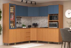 Cozinha Modulada de Canto 8 Peças - Angelin/Cobalto 100% MDF - Florença Móveis Sul Cozinha Modulada de Canto 8 Peças - Angelin/Cobalto 100% MDF - Florença Móveis Sul