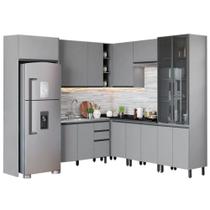 Cozinha Modulada de Canto Completa 9 Peças Belize Cinza - Henn