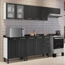 Cozinha Modulada em Aço 5 Peças 11 Portas Sendo 2 de Vidro 2 Gavetas Florença Itatiaia Cozinha Modulada em Aço 5 Peças 11 Portas Sendo 2 de Vidro 2 Gavetas Florença Itatiaia