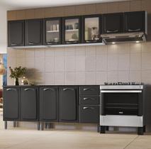Cozinha Modulada em Aço 5 Peças 12 Portas 2 Gavetas em Aço New Premium Itatiaia Cinza/Grafite