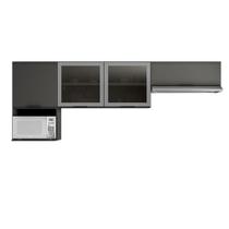 Cozinha Modulada Etna 4 Peças Aéreo com Vidro Poliman Móveis