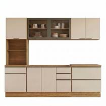 Cozinha Modulada Etna 5 Peças 1 Gaveta MDP 258CM Off White Poliman Móveis Cozinha Modulada Etna 5 Peças 1 Gaveta MDP 258CM Off White Poliman Móveis