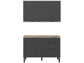 Cozinha Modulada Firenze FI0009 Avena Grafito - Demóbile