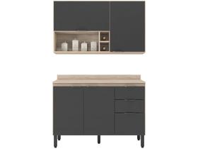 Cozinha Modulada Firenze FI0012 Avena Grafito - Demóbile Cozinha Modulada Firenze FI0012 Avena Grafito - Demóbile