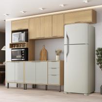 Cozinha Modulada Glória 5 Peças com Aéreo 1200 3 Portas, Tampo e Torre 2 Fornos Bege/Castanho/Off White Cozinha Modulada Glória 5 Peças com Aéreo 1200 3 Portas, Tampo e Torre 2 Fornos Bege/Castanho/Off White