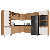 Cozinha Modulada Helena 9 Peças Carvalho Americano/ Branco Off