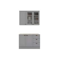 Cozinha Modulada Henn Americana 3 Peças (1Aéreo+1Balcão+1Complemento) CZ125 Cinza-Henn