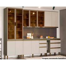 Cozinha Modulada Henn Connect 10 Peças (3Aéreos+3Balcões+1Paneleiro+3Complementos) C5P67 Duna/Cristal-Henn