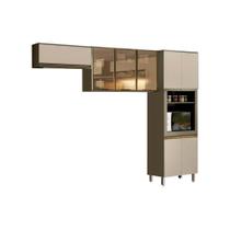 Cozinha Modulada Henn Connect 3 Peças (2 Armários + 1 Paneleiro) CPT16 Duna/Cristal