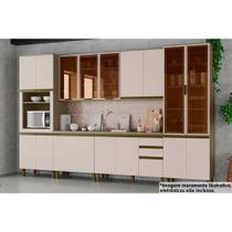 Cozinha Modulada Henn Connect 9 Peças (3Aéreos+2Balcões+2Paneleiros+2Complementos) C6P09 Duna/Cristal-Henn