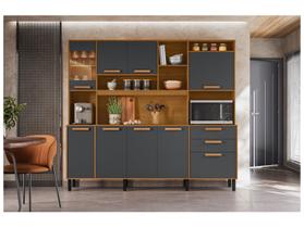 Cozinha Modulada Itatiaia Nápoles com Balcão Nicho para Micro-ondas 8 Portas 3 Gavetas Cozinha Modulada Itatiaia Nápoles com Balcão Nicho para Micro-ondas 8 Portas 3 Gavetas