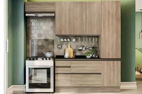 Cozinha Modulada Kappesberg Maxxi (2 Armários + 1 Balcão + 1 Paneleiro + 1 Complemento) 5 Peças CZ245 Nogal-Kappesberg