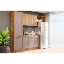 Cozinha Modulada Kappsberg Botanic Botanic 5 Peças (2Aéreo+1Balcão+1Paneleiro+1Complemento) M654 Nogueira/Fendi-Kappesberg