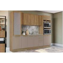 Cozinha Modulada Kappsberg Botanic Botanic 7 Peças (2Aéreos+2Balcões+2Paneleiros+1Complemento) s/Pia M657 Nogueira/Fendi-Kappesberg