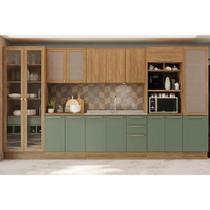 Cozinha Modulada Kappsberg Botanic Botanic 8 Peças (2Aéreos+2Balcões+3Paneleiros+1Complemento) s/Pia C8P34 Nogueira/Verde Oliva-Kappesberg Cozinha Modulada Kappsberg Botanic Botanic 8 Peças (2Aéreos+2Balcões+3Paneleiros+1Complemento) s/Pia C8P34 Nogueira/Verde Oliva-Kappesberg