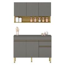 Cozinha Modulada Line Composição 6 Gris Freijó - Kits Paraná Cozinha Modulada Line Composição 6 Gris Freijó - Kits Paraná