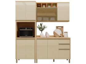 Cozinha Modulada Luciane Siena com Balcão Nicho para Micro-ondas 9 Portas 2 Gavetas