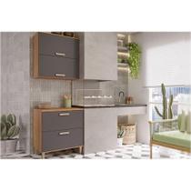 Cozinha Modulada MGM Bella 2 Peças (1Aéreo+1Balcão) 80cm Freijo/Titanium-MGM