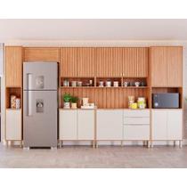 Cozinha Modulada MGM Divina 9 Peças (3Aéreos+2Balcões+2Paneleiros+2Complementos) CZ010 Freijo/Off White-MGM