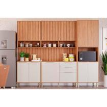 Cozinha Modulada MGM Divina Completa 7 Peças (2Aéreos+2Balcões+1Paneleiro+2Complementos) CZ011 Freijo/Off White-MGM