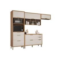 Cozinha Modulada MGM Eloise 4 Peças (2Aéreos+1Balcão+1Paneleiro) CZ028 Freijo/Off White-MGM
