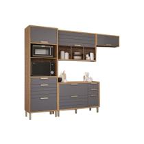 Cozinha Modulada MGM Eloise 4 Peças (2Aéreos+1Balcão+1Paneleiro) CZ028 Freijo/Titanium-MGM