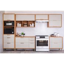 Cozinha Modulada MGM Eloise 6 Peças (3Aéreos+2Balcões+1Paneleiro) CZ023 Freijo/Off White-MGM