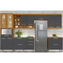 Cozinha Modulada Nesher Burguesa Premium 6 Peças (3Aéreos+2Balcões+1Paneleiro) C6P57 Freijo/Grafite-Nesher Cozinha Modulada Nesher Burguesa Premium 6 Peças (3Aéreos+2Balcões+1Paneleiro) C6P57 Freijo/Grafite-Nesher