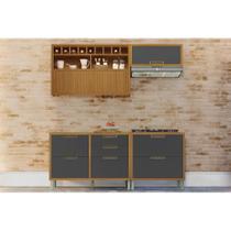 Cozinha Modulada Nesher Imperatriz 4 Peças (2Aéreos+2Balcões) C6P44 Freijo/Grafite-Nesher