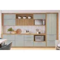 Cozinha Modulada Nesher Marquesa 13 Peças (3Aéreos+3Balcões+1Paneleiro+6Complementos) C6P70 Nature/Verde-Nesher Cozinha Modulada Nesher Marquesa 13 Peças (3Aéreos+3Balcões+1Paneleiro+6Complementos) C6P70 Nature/Verde-Nesher