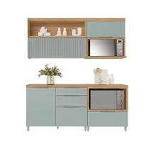 Cozinha Modulada Nesher Marquesa 4 Peças (2Aéreos+2Balcões) C4P24 Nature/Verde-Nesher