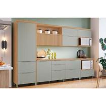 Cozinha Modulada Nesher Marquesa 7 Peças (3Aéreos+3Balcões+1Paneleiro) C6P87 Nature/Verde-Nesher