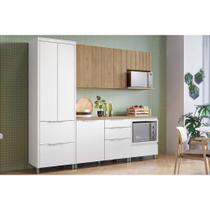 Cozinha Modulada Nesher Marquesa Rainha e 5 Peças (2Aéreos+2Balcões+1Paneleiro) C5P111 Nature/Branco-Nesher