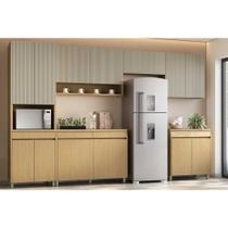Cozinha Modulada Nesher Simone Mendes Simone Mendes 6 Peças (3Aéreos+2Balcões+1Paneleiro) C6P90 Carvalho/Cinza - Nesher