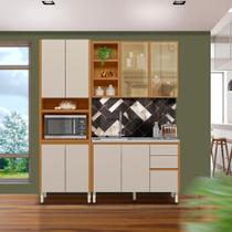 Cozinha Modulada Para Apartamento Pequeno 3 Peças Nature Off White Matteo Shop JM