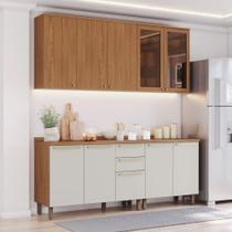 Cozinha Modulada para Área Seca 200cm Requinte Henn - Nature/Nature/Areia Cozinha Modulada para Área Seca 200cm Requinte Henn - Nature/Nature/Areia