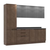 Cozinha Modulada Pequena Herval Amsterdam, 5 Peças, Avelã e Cinza Grafite, Sem Tampo