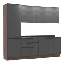 Cozinha Modulada Pequena Herval Amsterdam, 5 Peças, Cinza Grafite e Avelã Cozinha Modulada Pequena Herval Amsterdam, 5 Peças, Cinza Grafite e Avelã