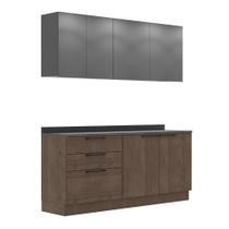Cozinha Modulada Pequena Herval Amsterdam, 6 Peças, Avelã e Cinza Grafite, com tampo